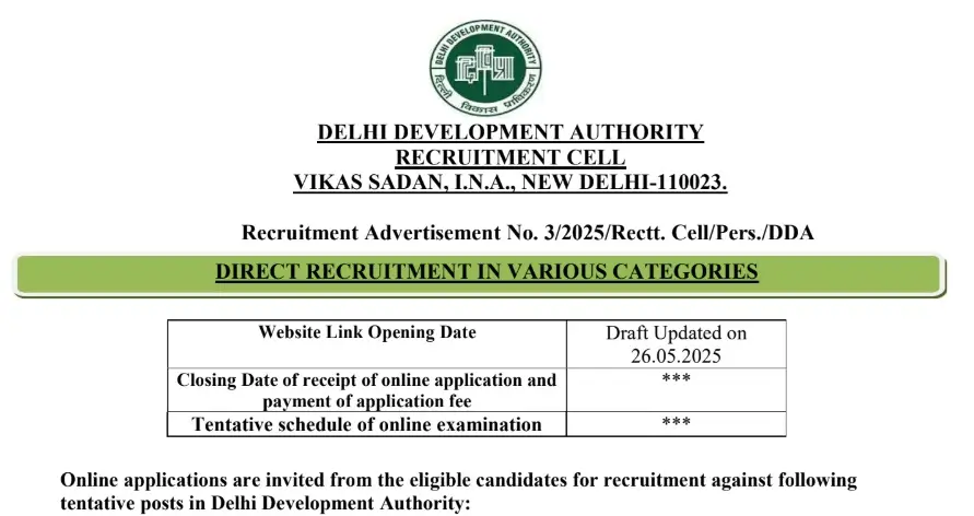 DDA Recruitment 2025: Recruitment for 1383 posts in Delhi Development Authority, know eligibility and application process 2 DDA Recruitment 2025 Notification