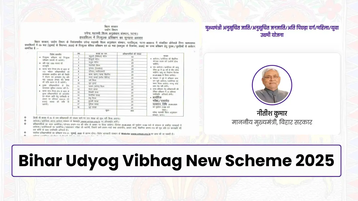 Bihar Udyog Vibhag New Scheme 2025